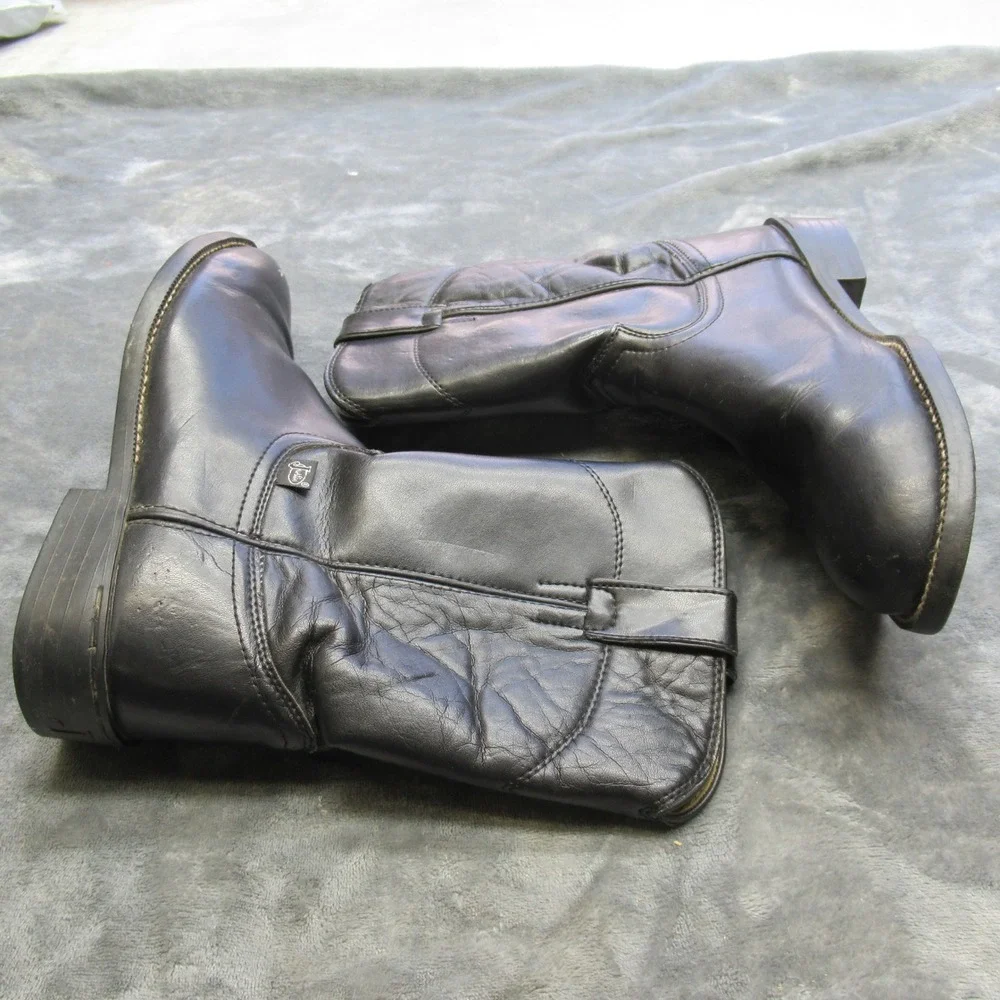 Justin Basics Mens Boots 7.5 D Black Leather‎ Cowboy Western Temple Roper